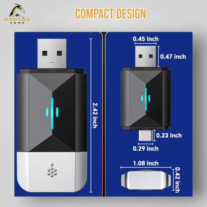 Raptor Home 2 in 1 Wireless Android Auto & Apple Car Play Adapter Dongle