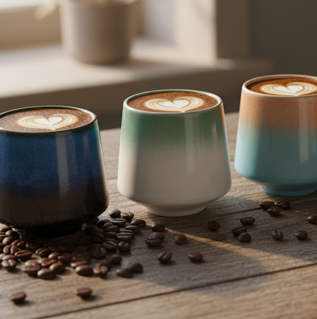 Raptor Home Set of 4 Japanese Glaze Tea & Coffee Cups – 150ml Vintage Gift Set
