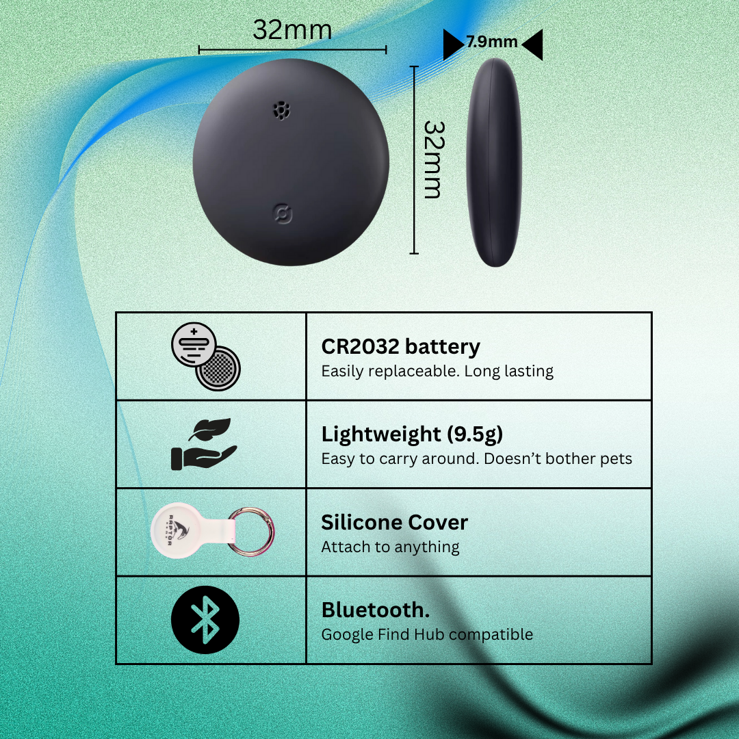 Raptor Home Smart Tag 2 in 1 – Bluetooth Tracker with Silicone Cover for Android and Apple