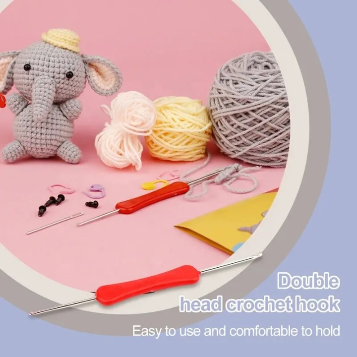 Raptor Home Beginner DIY Crochet Kit – Baby Penguin, Fox & Elephant