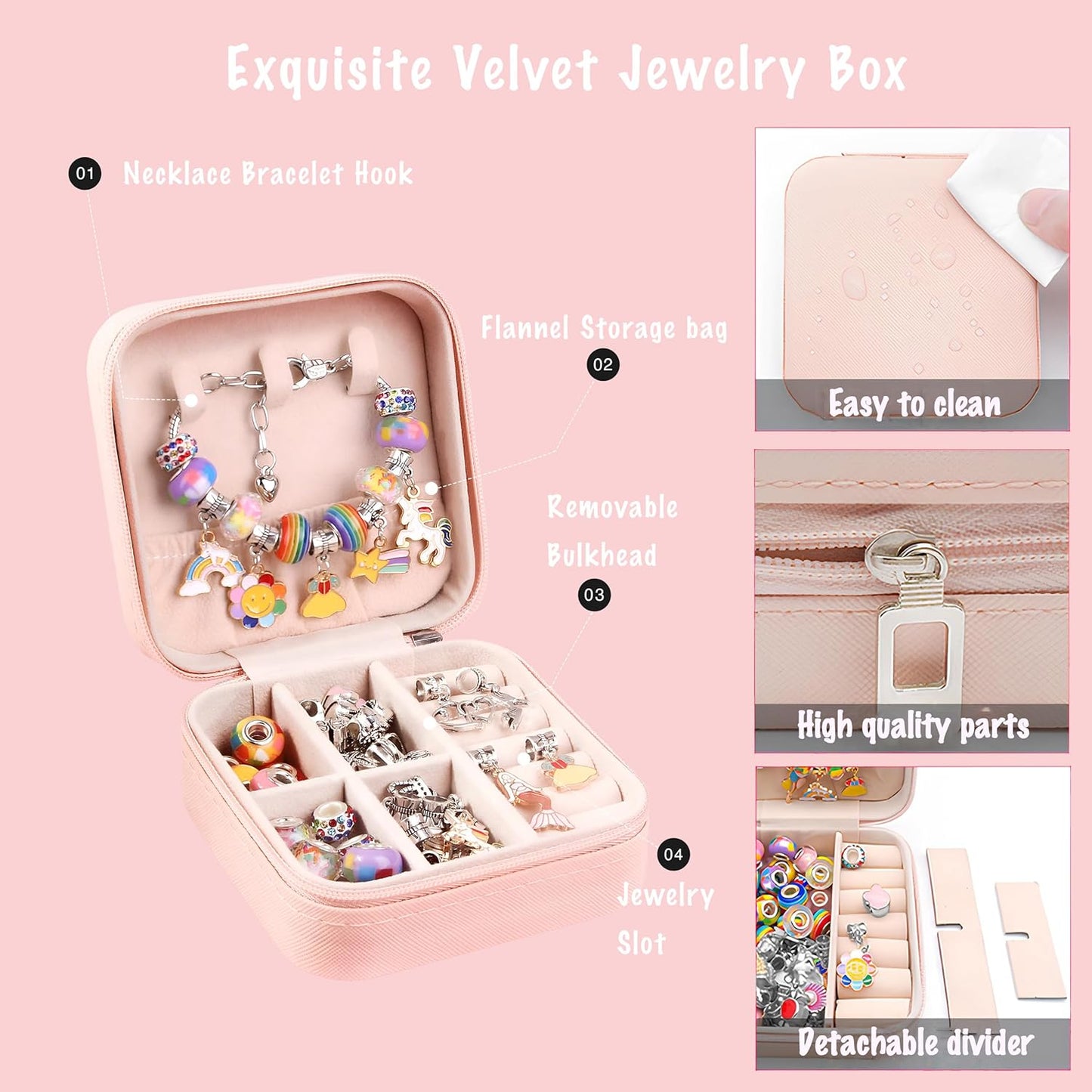 Raptor Home - Rainbow Color DIY Charm Bracelet & Necklace Kit with Storage Box