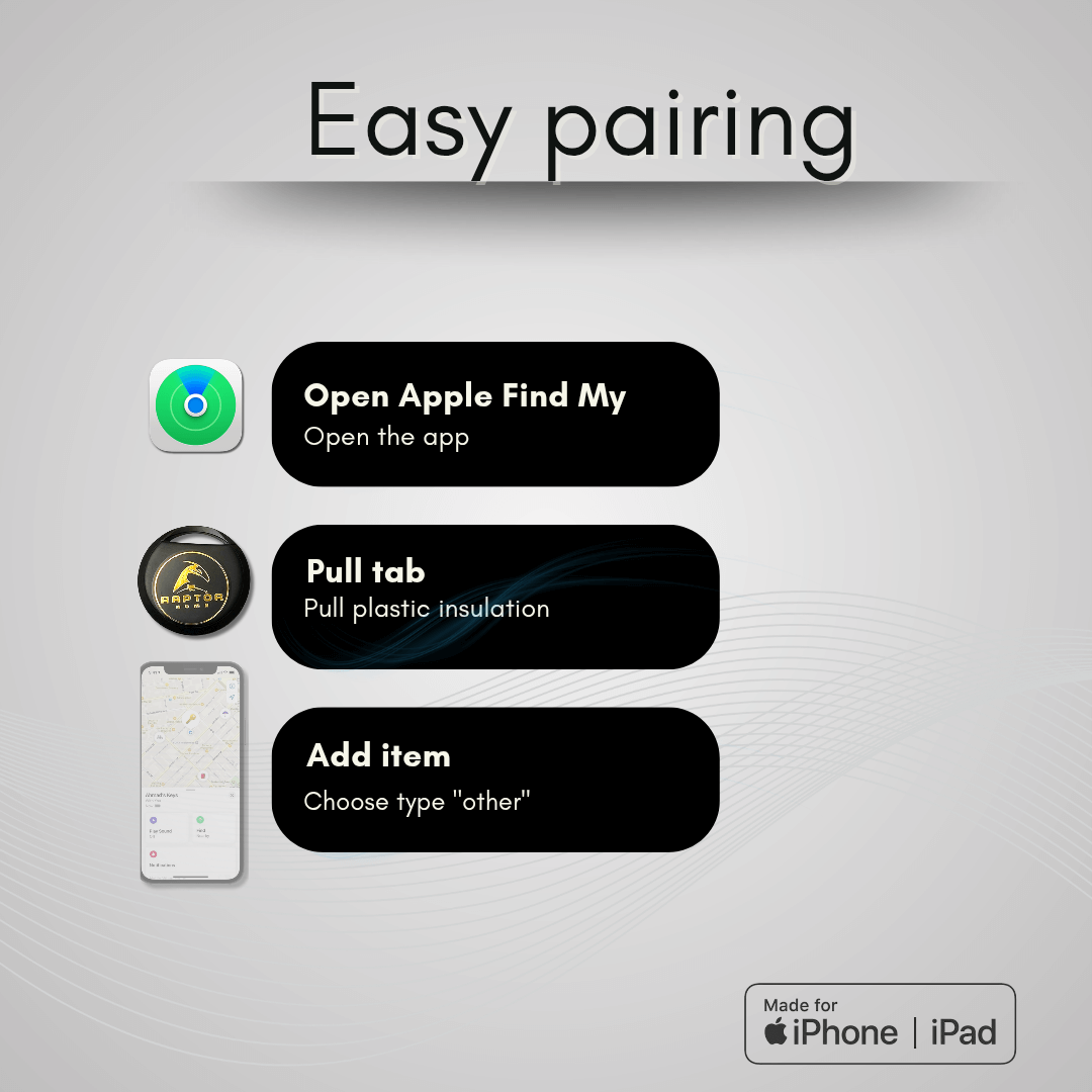 Raptor Home AirTag Alternative – MFi Certified Smart Tag for Apple Find My | Anti-Lost Bluetooth Tracker for Keys, Wallets, Bags & More