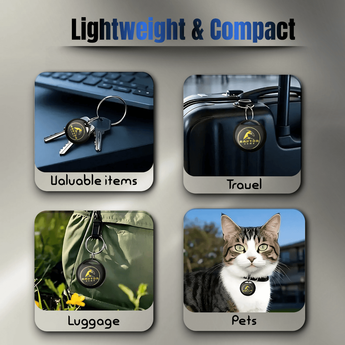 Raptor Home AirTag Alternative – MFi Certified Smart Tag for Apple Find My | Anti-Lost Bluetooth Tracker for Keys, Wallets, Bags & More