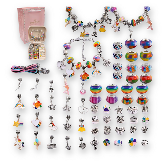 Raptor Home - Rainbow Color DIY Charm Bracelet & Necklace Kit with Storage Box