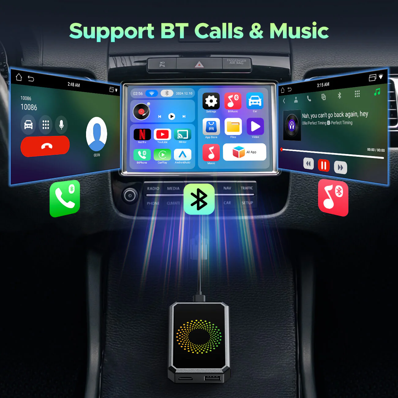 Raptor Home - 3‑in‑1 Magic Video Box – Wireless CarPlay & Android Auto + YouTube/TikTok/Netflix Streaming Dongle with HDMI & USB