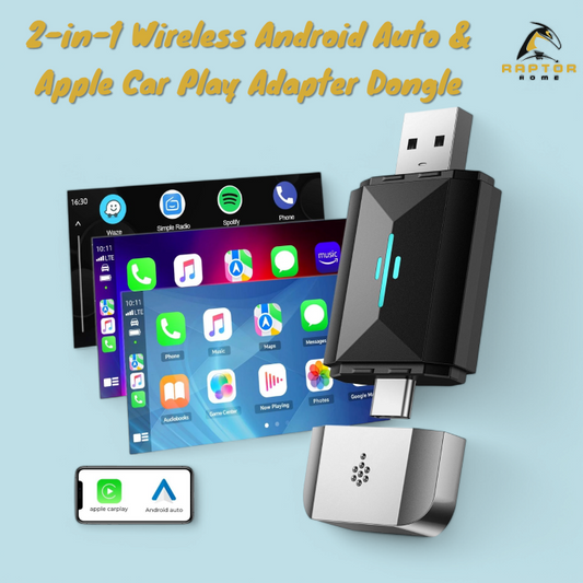 Raptor Home 2 in 1 Wireless Android Auto & Apple Car Play Adapter Dongle
