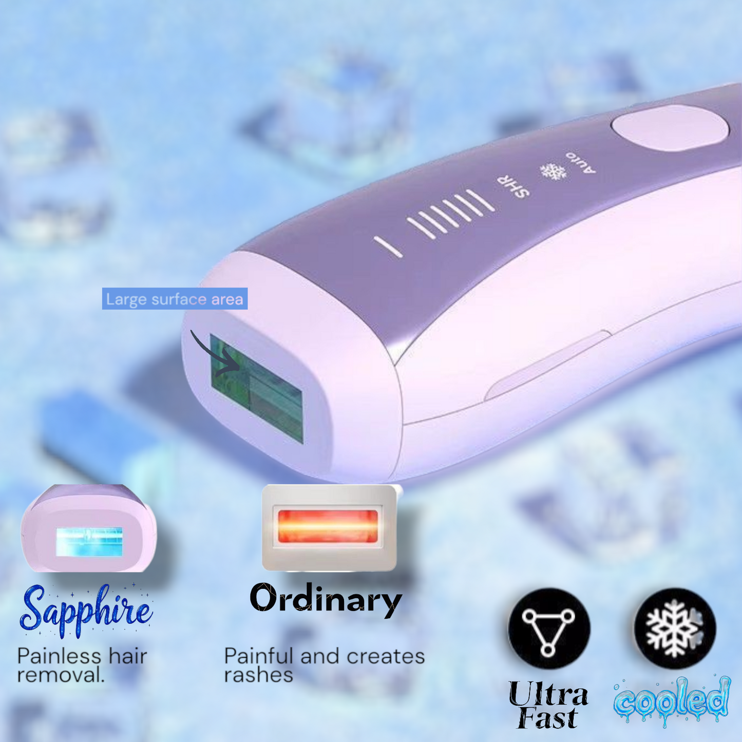 Raptor Home IPL Hair Removal Device – Painless Sapphire Cooling Laser IPL for Women & Men – 6 Energy Levels for Face, Legs, Arms, Bikini & More