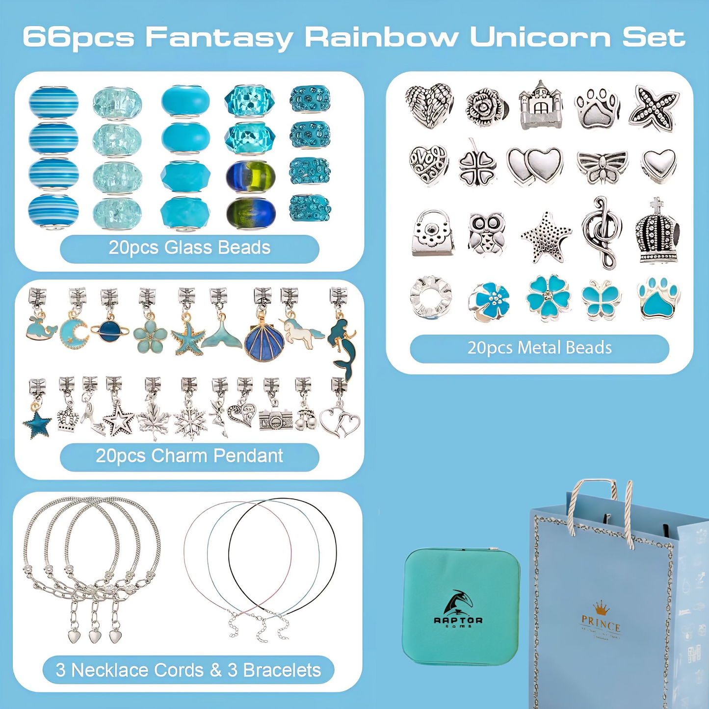 Raptor Home - DIY Charm Bracelet & Necklace Kit with Storage Box