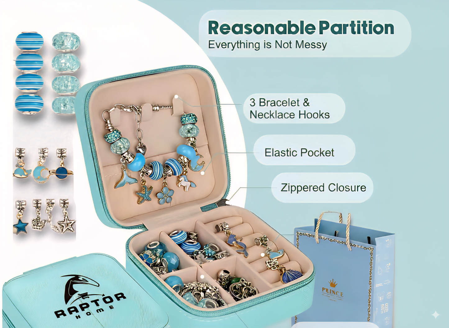 Raptor Home - DIY Charm Bracelet & Necklace Kit with Storage Box