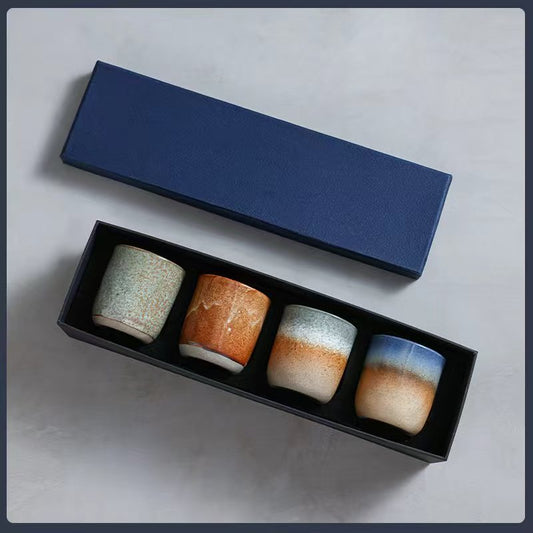 Raptor Home Japanese Glazed 220ml Coffee & Tea Cups in a gift box - set of 4