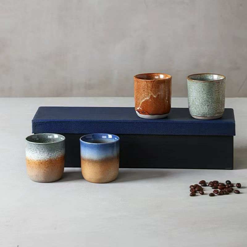 Raptor Home Japanese Glazed 220ml Coffee & Tea Cups in a gift box - set of 4