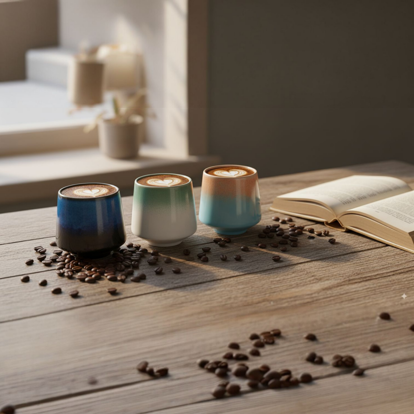 Raptor Home Set of 4 Japanese Glaze Tea & Coffee Cups – 150ml Vintage Gift Set