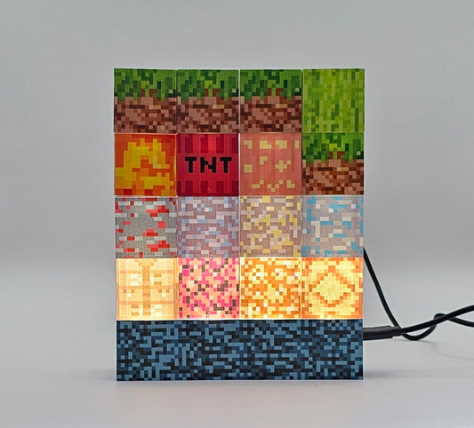 Raptor Home BuildLight – 16 Stackable USB LED Night Lamp Blocks for Kids & Gamers – Minecraft-Inspired Pixel Light – Creative Desk or Bedside Decor